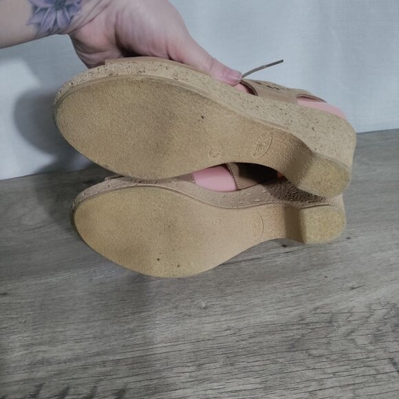 Spring Step Lamay Beige Leather Upper Open-toe Lace-up Wedge Size 40 US 10 - Picture 5 of 9